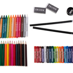 123-osaline kunstitarvete komplekt puidust kohvris Soodukas.Com