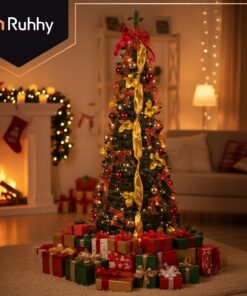 Alternative view of 180cm kokkupandav kunstkuusk koos kaunistustega