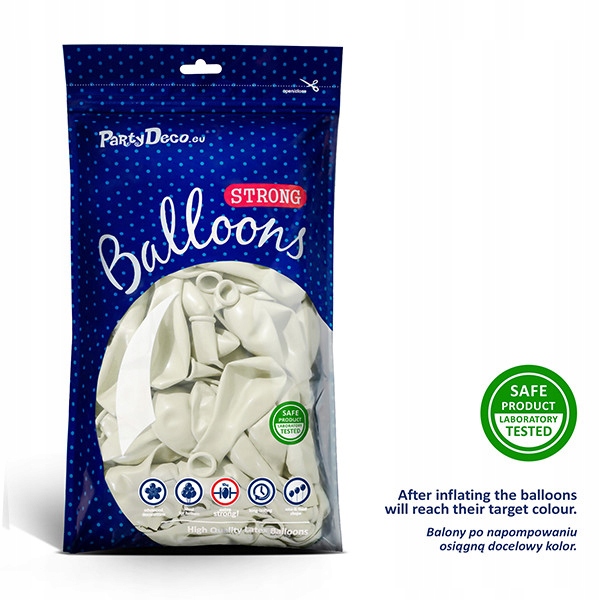 Tugevad valged õhupallid – 30cm, 100tk pakis - Image 2