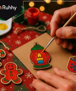 Alternative view of Värvitavad puidust jõuluehted 24tk