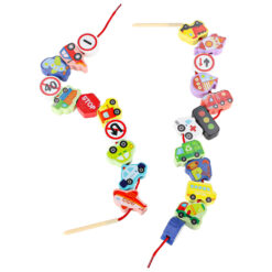 Värvilised puidust detailid mustrite ja järjestuste loomiseks