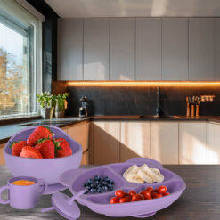 Lilla silikoonist laste sööginõude komplekt Soodukas.Com