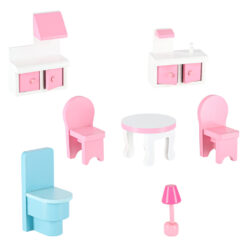 Puidust nukumaja mööbli ja LED-valgustusega 70cm Soodukas.Com