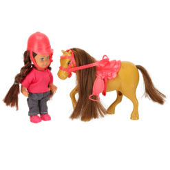 5-osaline nukk ja hobune sadula ning ohjadega