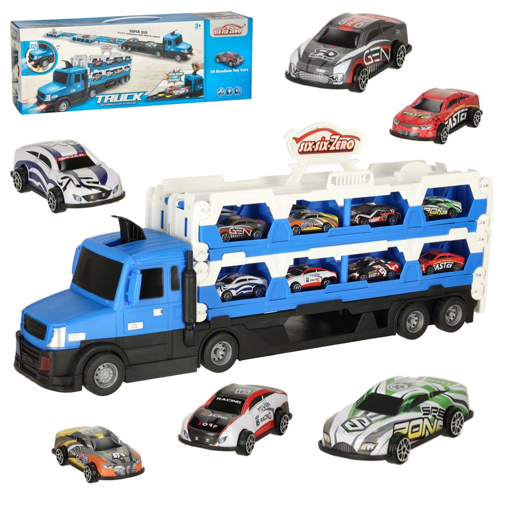 TIR autotransporter – kokkupandav võidusõiduraja komplekt + 10 autot – Soodukas.Com TIR autotransporter – kokkupandav võidusõiduraja komplekt + 10 autot