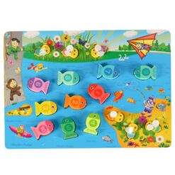 Puidust magnetiline 3in1 kalapüügimäng + pinsetimäng Soodukas.Com