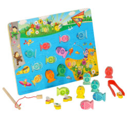 Puidust magnetiline 3in1 kalapüügimäng + pinsetimäng Soodukas.Com