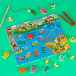 Puidust magnetiline 3in1 kalapüügimäng + pinsetimäng Soodukas.Com