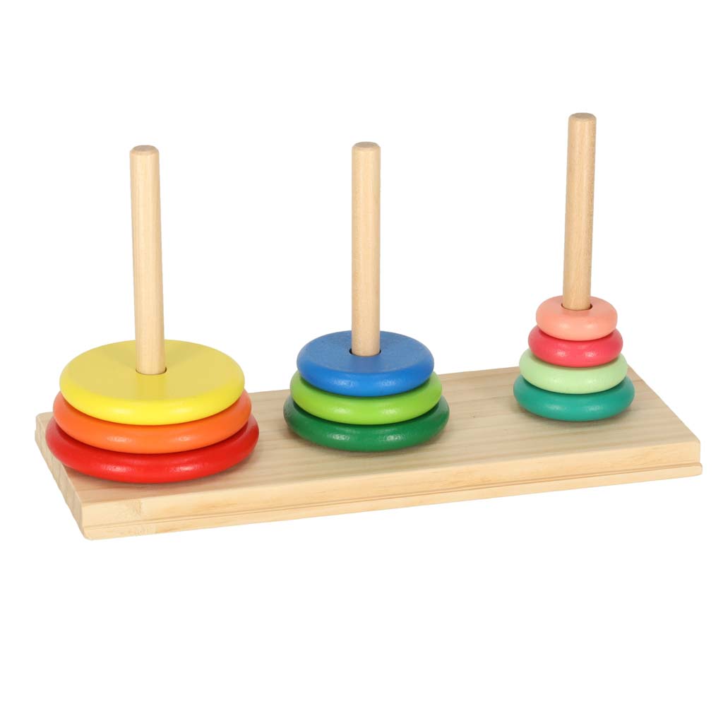 Puidust Hanoi torn – kolmekohaline ladumistorn – Soodukas.Com Klassikaline Hanoi torn puidust