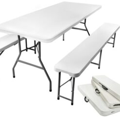 Kokkupandav aiamööbli komplekt - 180cm laud + 2 pinki Soodukas.Com