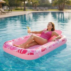 Roosa täispuhutav veemadrats padjaga Soodukas.Com