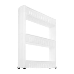 Mobile kitchen shelf on wheels, white Soodukas.Com