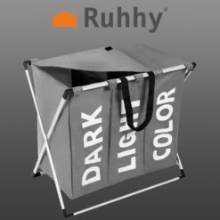 Laundry basket - 3 compartments on a foldable frame Soodukas.Com