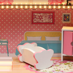 Puidust nukumaja mööbli ja LED-valgustusega 70cm Soodukas.Com