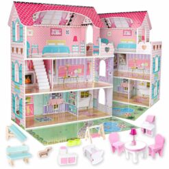 Puidust nukumaja mööbli ja LED-valgustusega 70cm