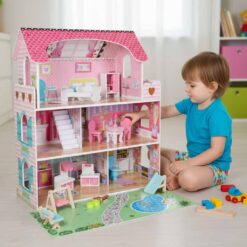 Puidust nukumaja mööbli ja LED-valgustusega 70cm Soodukas.Com