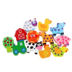 Alternative view of Nöörimismäng - puidust taluteemalised klotsid + alusplaat 