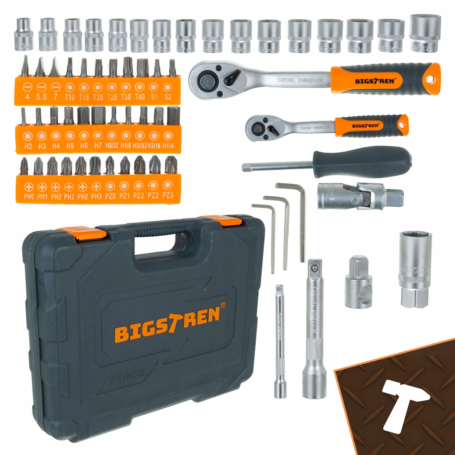 72-osaline tööriistakomplekt kohvris - padrunvõtmete ja otsikute komplekt – Soodukas.Com 72-osaline tööriistakomplekt kohvris - padrunvõtmete ja otsikute komplekt - Image 2