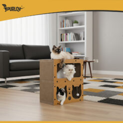 Kahekorruseline kassimaja kraapimisposti ja mänguasjadega Soodukas.Com