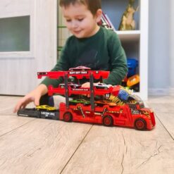 Kiirendusrajaga treilerauto + 6 mudelautot Soodukas.Com