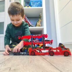 Kiirendusrajaga treilerauto + 6 mudelautot Soodukas.Com