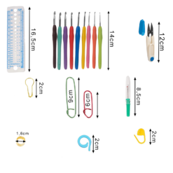 Heegelnõelade ja tarvikute komplekt (73 osa) + 40 tokki lõnga Soodukas.Com
