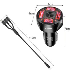 Autolaadija 4x USB + universaalne kaabel Soodukas.Com