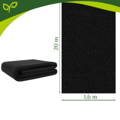 Umbrohutõkkekangas 1,6 x 20m, must, UV-kindel, 50 g/m² Soodukas.Com