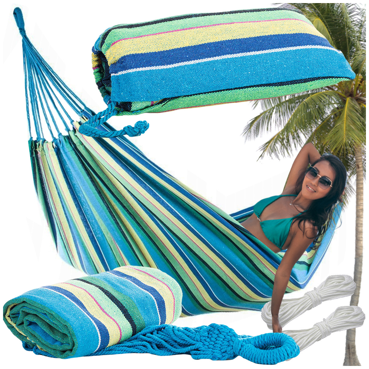 Hamak w paski ogrodowy kolorowy jednoosobowy 200x80 pokrowiec etui – Soodukas.Com Hamak w paski ogrodowy kolorowy jednoosobowy 200x80 pokrowiec etui