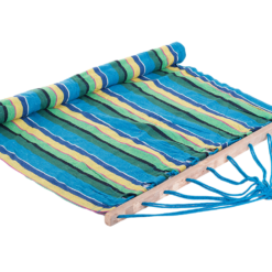 Hamak ogrodowy wzmocniony w paski kolorowy drewno bujak huśtawka 200 x 80 Soodukas.Com