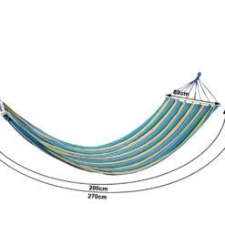 Hamak ogrodowy wzmocniony w paski kolorowy drewno bujak huśtawka 200 x 80 Soodukas.Com