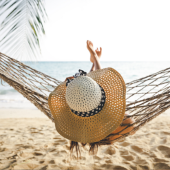 Hamak ogrodowy sznurkowy siatka drewniane poprzeczki boho pleciony biały Soodukas.Com