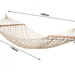 Hamak ogrodowy sznurkowy siatka drewniane poprzeczki boho pleciony biały Soodukas.Com