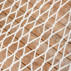 Hamak ogrodowy sznurkowy siatka drewniane poprzeczki boho pleciony biały Soodukas.Com