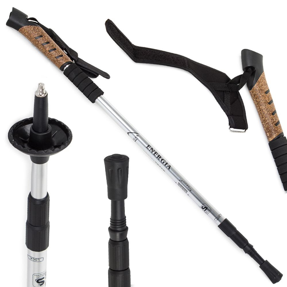 Kij nordic walking z korkową rączką kolor srebrny – Soodukas.Com Kij nordic walking z korkową rączką kolor srebrny