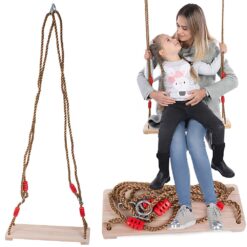 Huśtawka ogrodowa drewniana dla dzieci i dorosłych mocna deska