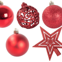 Punased jõulukuulid ja täht Soodukas.Com