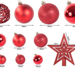 Punased jõulukuulid ja täht Soodukas.Com