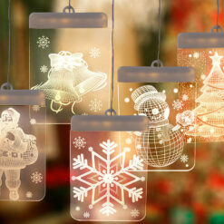 Witraż led 3d na okno ozdoba lampki świąteczne Soodukas.Com