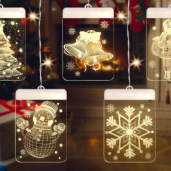 Witraż led 3d na okno ozdoba lampki świąteczne Soodukas.Com