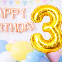 Numbriga õhupall 66cm - nr 3, kuldne Soodukas.Com