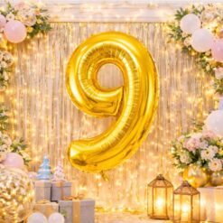 Numbriga õhupall 66cm - nr 9, kuldne Soodukas.Com