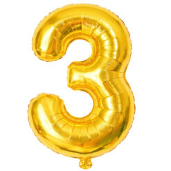 Numbriga õhupall 66cm - nr 3, kuldne Soodukas.Com