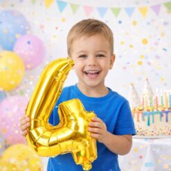 Numbriga õhupall 66cm - nr 4, kuldne Soodukas.Com