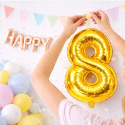 Numbriga õhupall 66cm - nr 8, kuldne Soodukas.Com