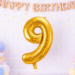 Alternative view of Numbriga õhupall 66cm - nr 9, kuldne