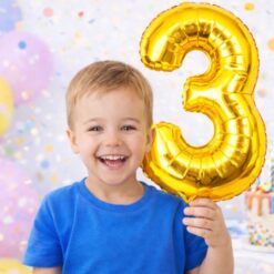 Alternative view of Numbriga õhupall 66cm - nr 3, kuldne