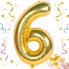 Numbriga õhupall 66cm - nr 6, kuldne Soodukas.Com