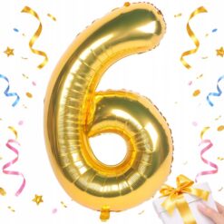 Numbriga õhupall 66cm - nr 6, kuldne