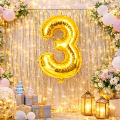 Numbriga õhupall 66cm - nr 3, kuldne Soodukas.Com